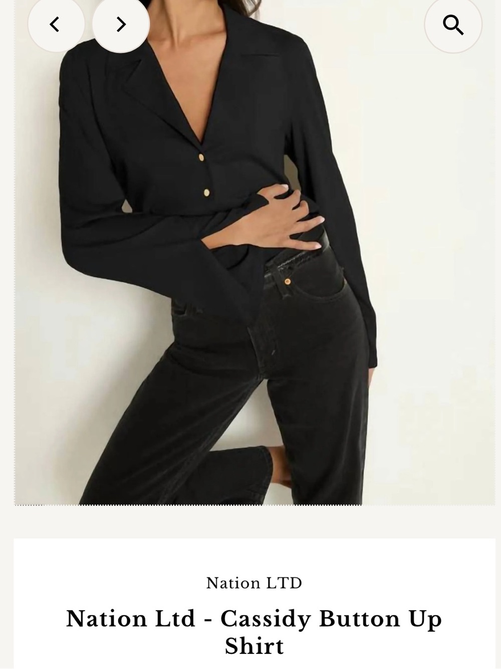 NWT Nation LTD Black Long Sleeve Button-Front Shirt with Gold Buttons